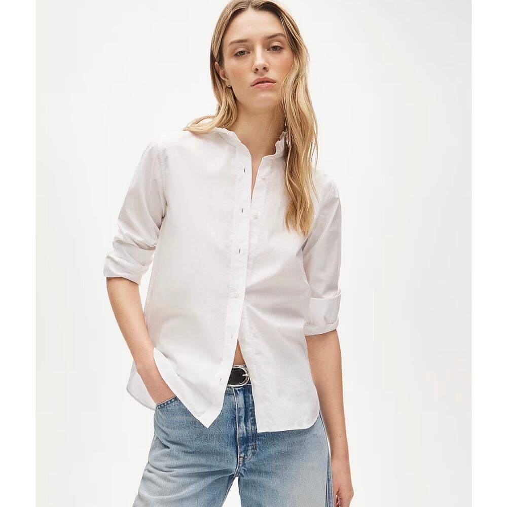 J. Crew Jules ruffle-collar shirt in cotton poplin White NWT size 14T